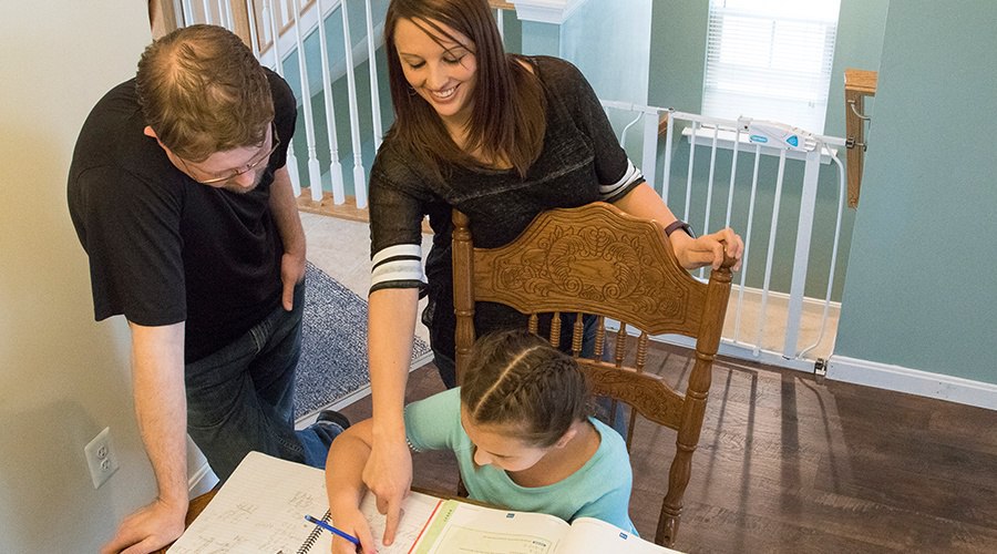 PA Virtual parents helping daughter with schoolwork