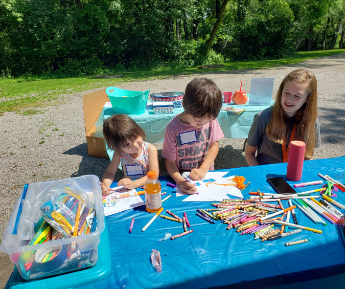 students coloring