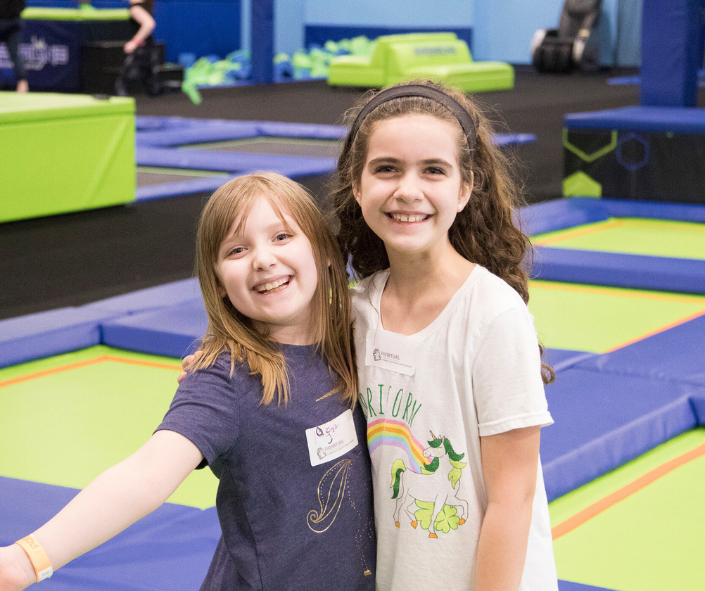 students at indoor jump park